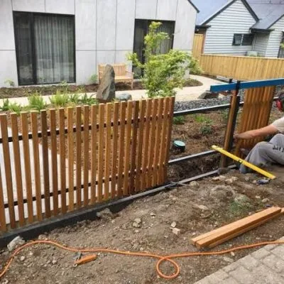 New timber paling fence